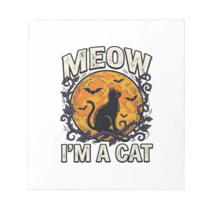 Halloween-Katzen-Shirt Meow Ich Bin Eine Katze Vin Notizblock