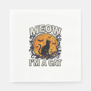 Halloween-Katzen-Shirt Meow Ich Bin Eine Katze Vin Serviette