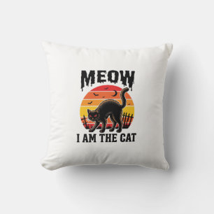 Halloween-Katzen-Shirt Meow Vintage-Schwarzkatzen- Kissen