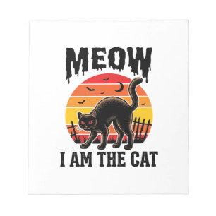 Halloween-Katzen-Shirt Meow Vintage-Schwarzkatzen- Notizblock