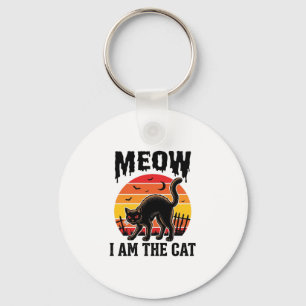 Halloween-Katzen-Shirt Meow Vintage-Schwarzkatzen- Schlüsselanhänger
