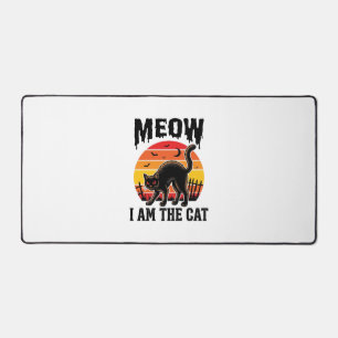Halloween-Katzen-Shirt Meow Vintage-Schwarzkatzen- Schreibtischunterlage