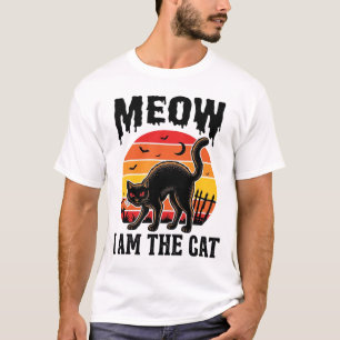 Halloween-Katzen-Shirt Meow Vintage-Schwarzkatzen- T-Shirt