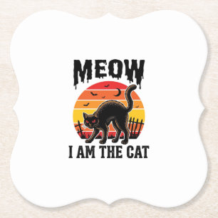 Halloween-Katzen-Shirt Meow Vintage-Schwarzkatzen- Untersetzer