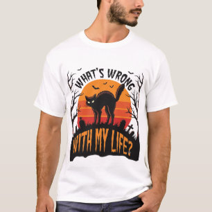 Halloween-Katzen-Shirt Vintage Gruseliger Lebenshu T-Shirt