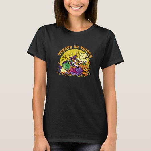 Halloween-Katzen Süßigkeiten oder Saures T-Shirt (Vorderseite)