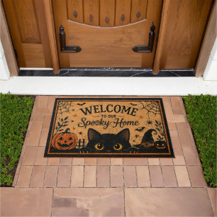 Halloween-Katzen-Türmatte, Gruselige schwarze Katz Fußmatte