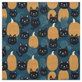 Halloween-Katzen und Kürbis Stoff