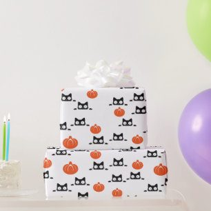 Halloween-Katzen und Kürbisgeflecht Geschenkpapier