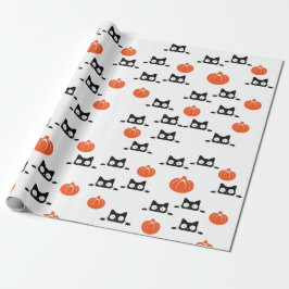Halloween-Katzen und Kürbisgeflecht Geschenkpapier