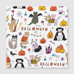 Halloween-Katzen Vintage-Linienmuster Magnetkarte