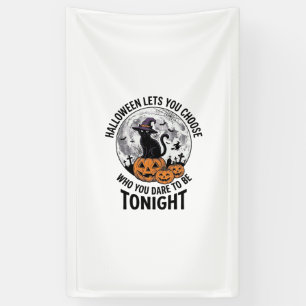 Halloween-Katzen-Zitat Gruseliger Kürbis-Hexen-Gra Banner