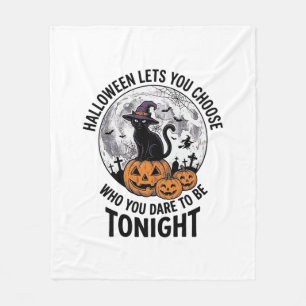 Halloween-Katzen-Zitat Gruseliger Kürbis-Hexen-Gra Fleecedecke