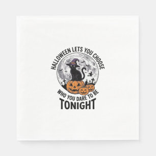 Halloween-Katzen-Zitat Gruseliger Kürbis-Hexen-Gra Serviette