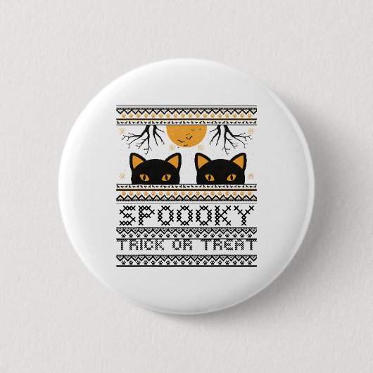 Halloween-Katzenaugen-Spooky-Trick oder Treat Tren Button (Vorderseite)