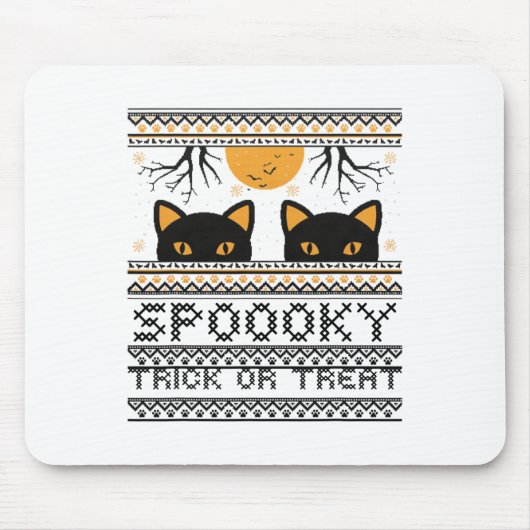 Halloween-Katzenaugen-Spooky-Trick oder Treat Tren Mousepad (Vorne)