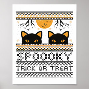 Halloween-Katzenaugen-Spooky-Trick oder Treat Tren Poster