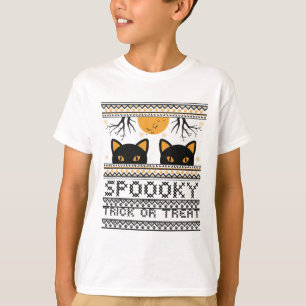Halloween-Katzenaugen-Spooky-Trick oder Treat Tren T-Shirt