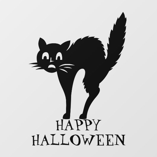 Halloween-Katzenbraun-Textanstalten Fensteraufkleber (Blatt)