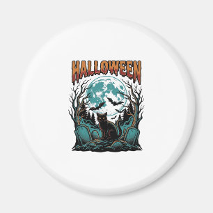 Halloween-Katzenfriedhof Vintage-Stickerei-Shirt_1 Magnet