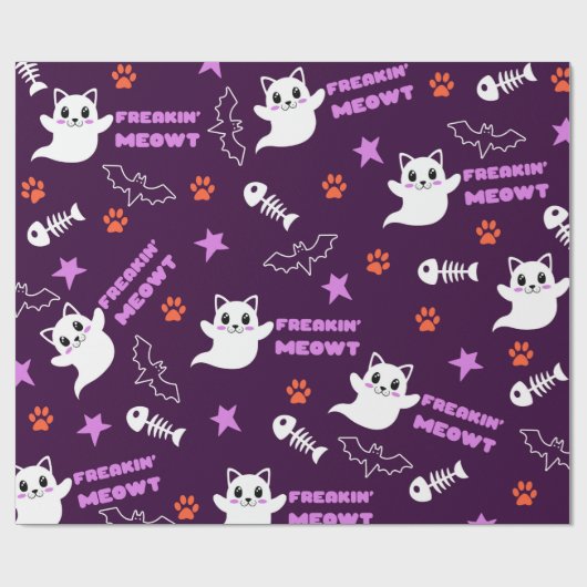 Halloween-Katzengast Geschenkpapier (Flach)