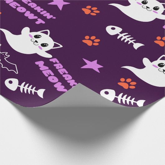 Halloween-Katzengast Geschenkpapier (Ecke)