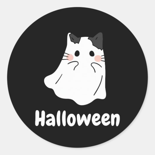 Halloween-Katzenghost Runder Aufkleber (Vorderseite)