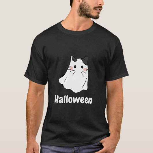 Halloween-Katzenghost T-Shirt (Vorderseite)