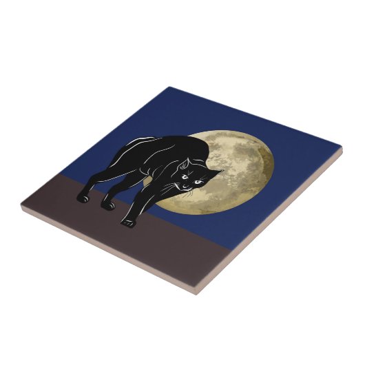 Halloween Katzenjammer auf Vollmondnacht Fliese (Seite)