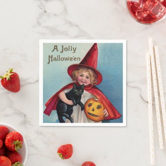 Halloween-Katzenjunge Vintag Serviette (Beispiel)