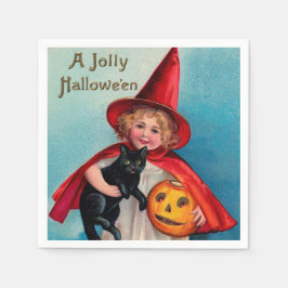 Halloween-Katzenjunge Vintag Serviette