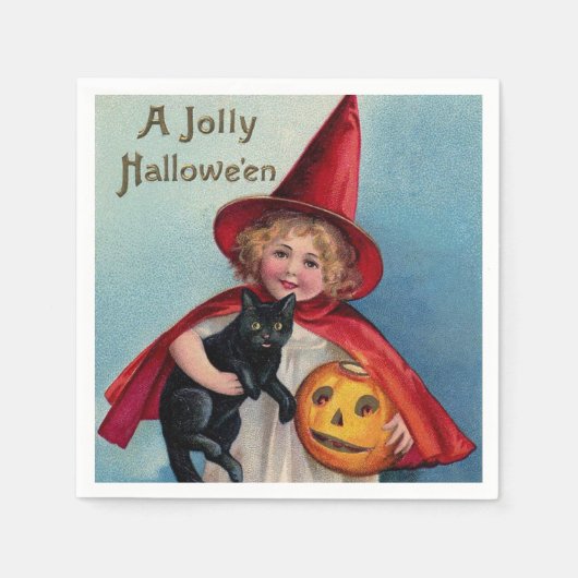 Halloween-Katzenjunge Vintag Serviette (Vorderseite)