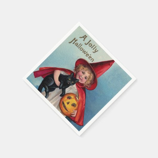 Halloween-Katzenjunge Vintag Serviette (Ecke)