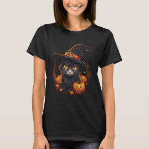 Halloween-Katzenkostüm Hexenhut Jack o Lantern Kür T-Shirt