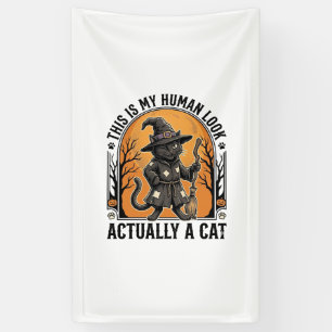Halloween-Katzenkostüm Lustiges Vintage-Hexenkatze Banner
