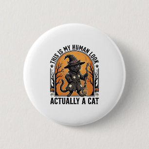 Halloween-Katzenkostüm Lustiges Vintage-Hexenkatze Button
