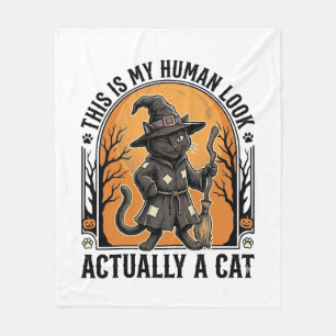 Halloween-Katzenkostüm Lustiges Vintage-Hexenkatze Fleecedecke