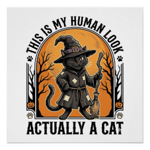 Halloween-Katzenkostüm Lustiges Vintage-Hexenkatze Poster