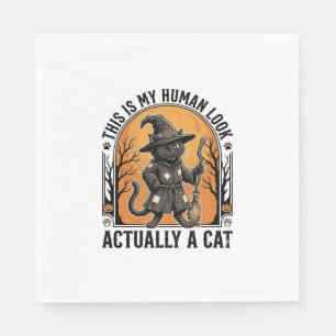 Halloween-Katzenkostüm Lustiges Vintage-Hexenkatze Serviette