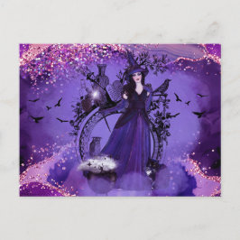 Halloween-Katzenkunst von Renee Lavoie Postkarte