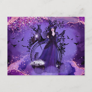 Halloween-Katzenkunst von Renee Lavoie Postkarte