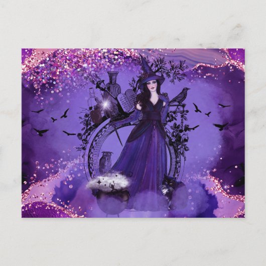 Halloween-Katzenkunst von Renee Lavoie Postkarte (Vorderseite)