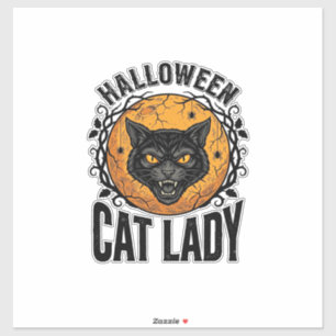 Halloween Katzenlady Vintage Schwarze Katze T-Shir Aufkleber