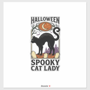 Halloween Katzenlady Vintage Schwarze Katze T-Shir Aufkleber