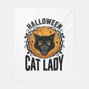 Halloween Katzenlady Vintage Schwarze Katze T-Shir Fleecedecke