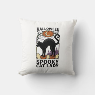 Halloween Katzenlady Vintage Schwarze Katze T-Shir Kissen