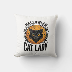 Halloween Katzenlady Vintage Schwarze Katze T-Shir Kissen