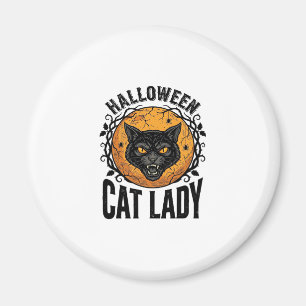 Halloween Katzenlady Vintage Schwarze Katze T-Shir Magnet