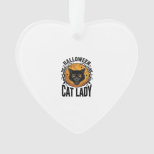 Halloween Katzenlady Vintage Schwarze Katze T-Shir Ornament