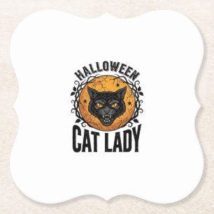 Halloween Katzenlady Vintage Schwarze Katze T-Shir Untersetzer